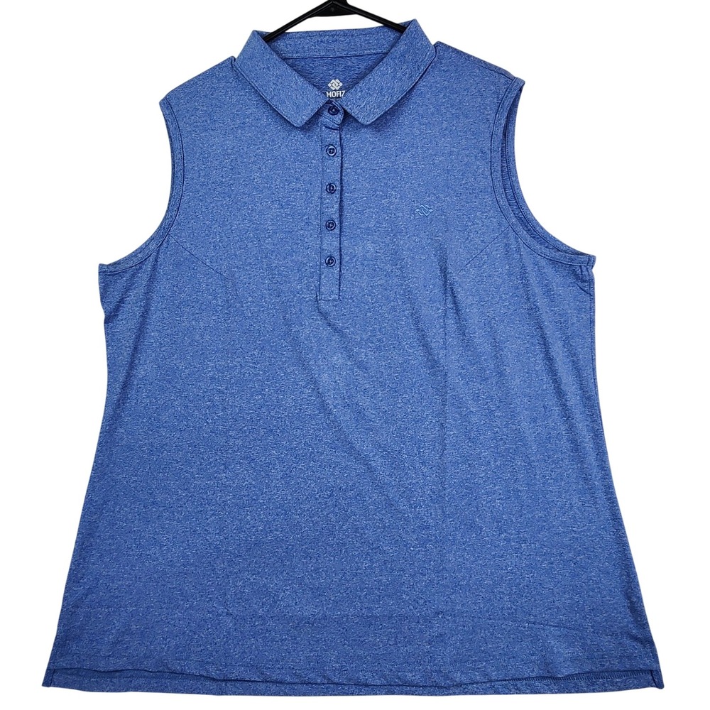 MoFiz Blue Sleeveless Polo Shirt Golf Tennis Activewear Athleisure Sporty 2XL